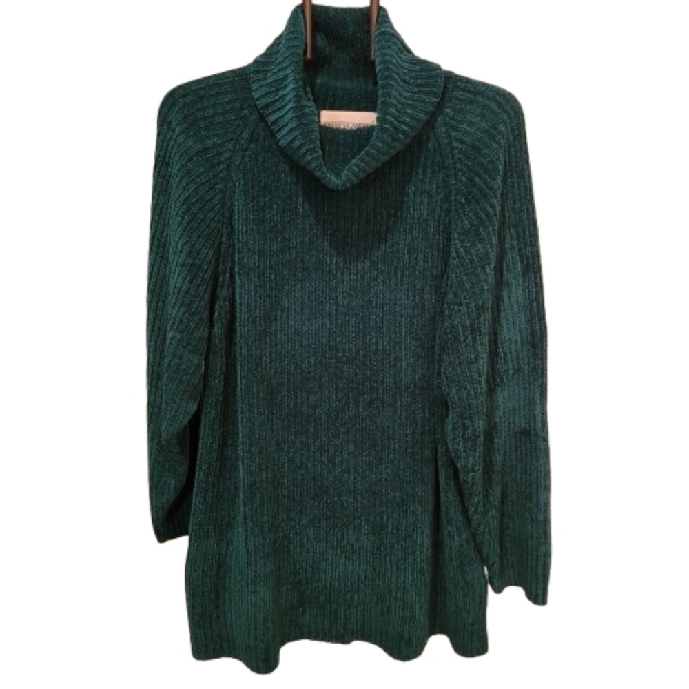 Prides Landing Chenille Loose Turtleneck Swearter Jade Green Large - Picture 4 of 11